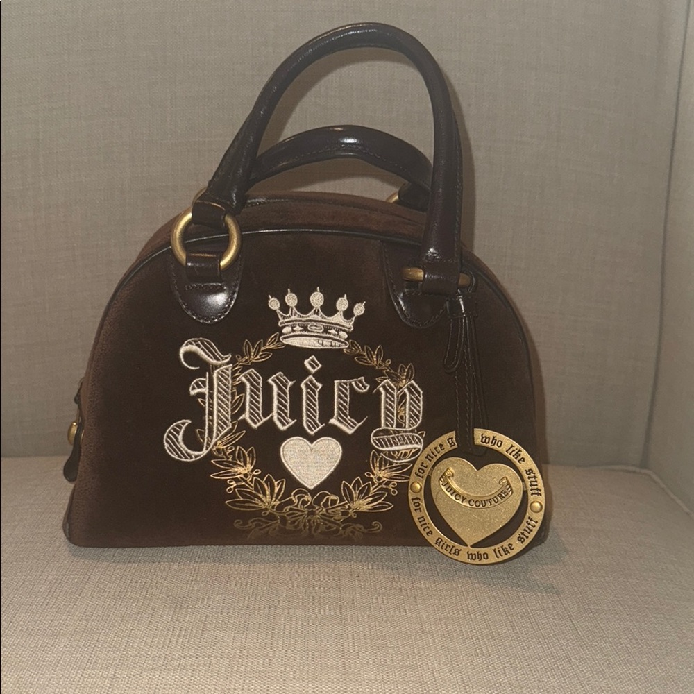 Vintage Juicy Couture Dark Brown Satchel with Gold Accents
